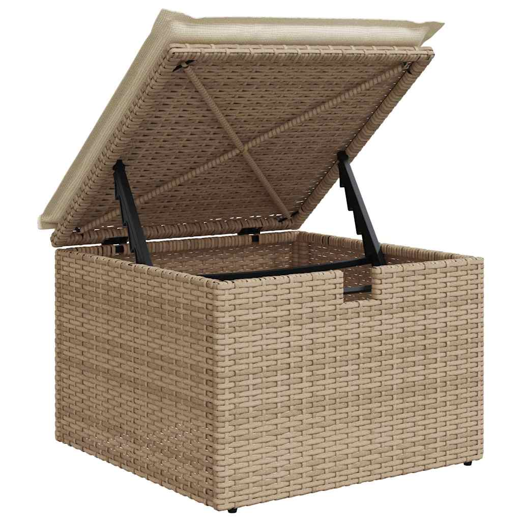 Garten-Sofa-Set mit Speicher 6 pcs Beige Poly Rattan