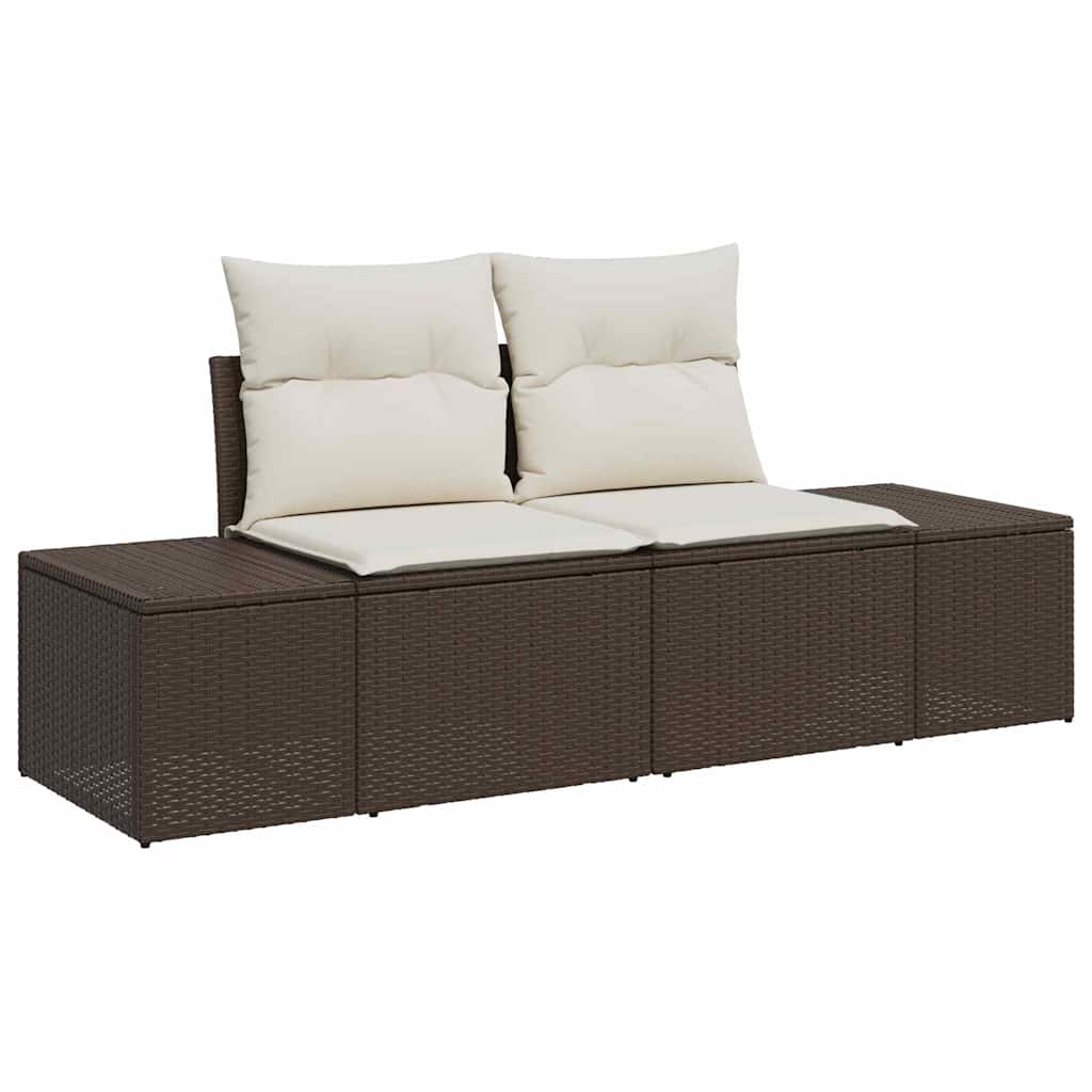 6-teiliges Garten-Sofa-Set Braun aus Poly-Ratten mit Kissen