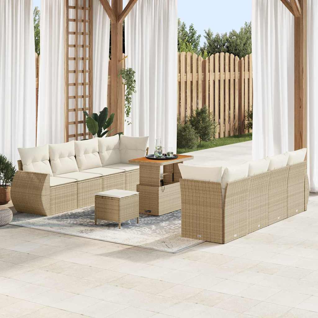 Garten-Sofa-Set 11 pcs Beige Poly-Rattan