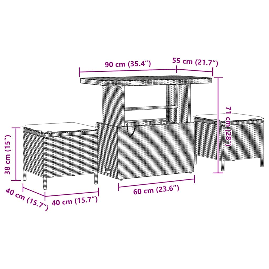 Garten-Sofa-Set 11 pcs Beige Poly-Rattan