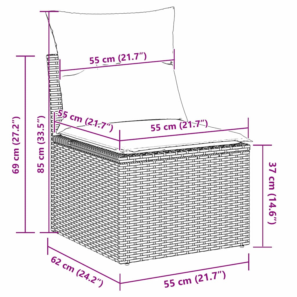 Garten-Sofa-Set Höhenverstellbar 8 pcs Grau Poly-Rattan
