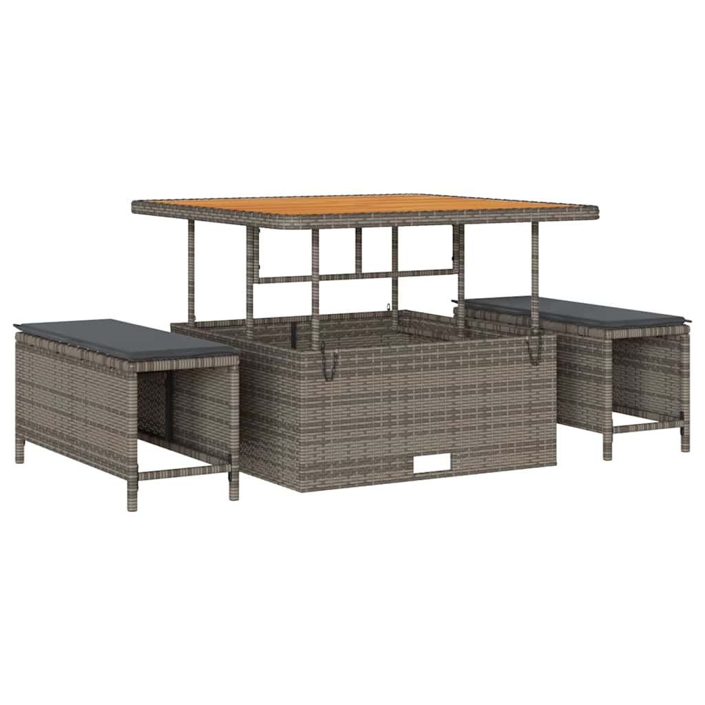 Garten-Sofa-Set Höhenverstellbar 8 pcs Grau Poly-Rattan