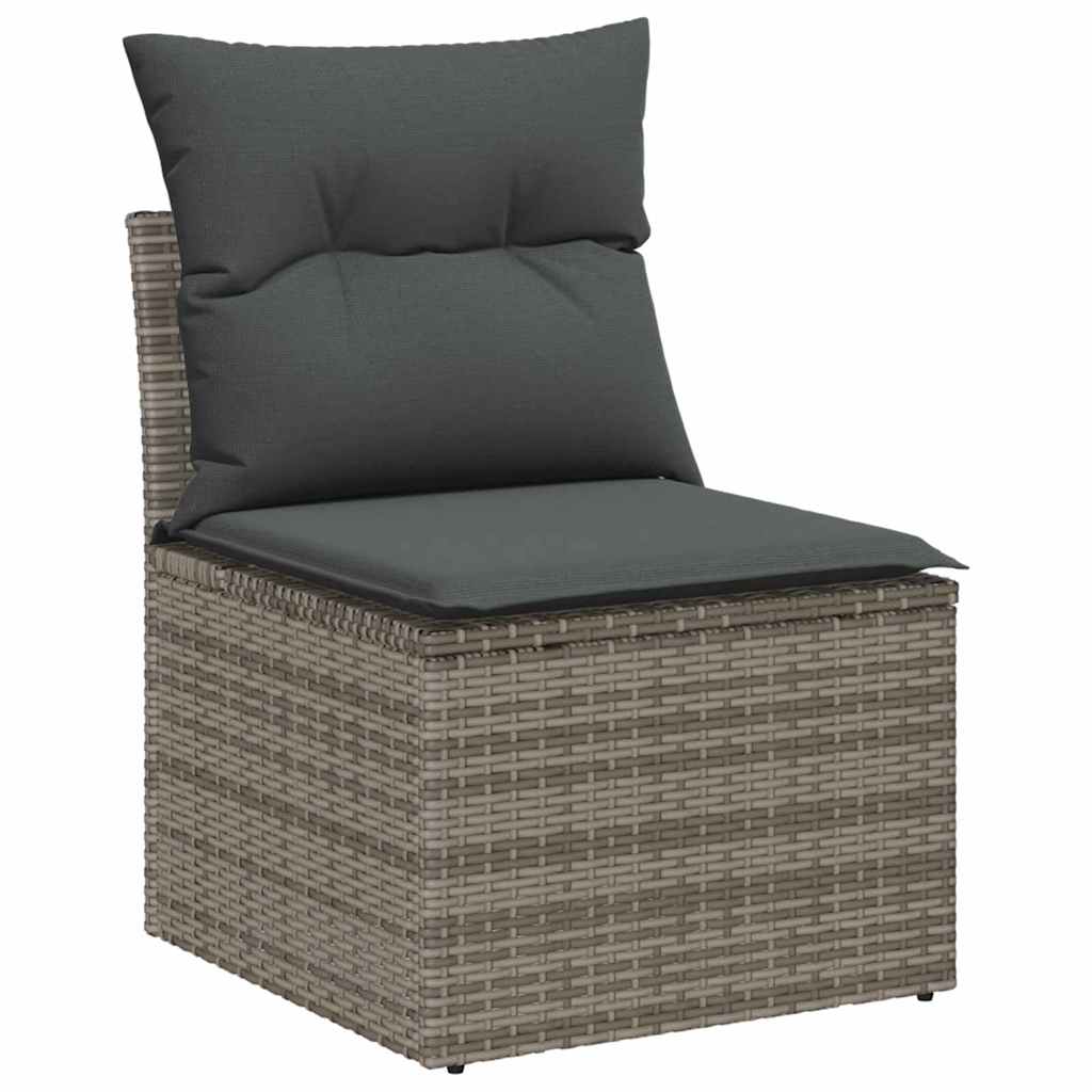 Garten-Sofa-Set Höhenverstellbar 8 pcs Grau Poly-Rattan