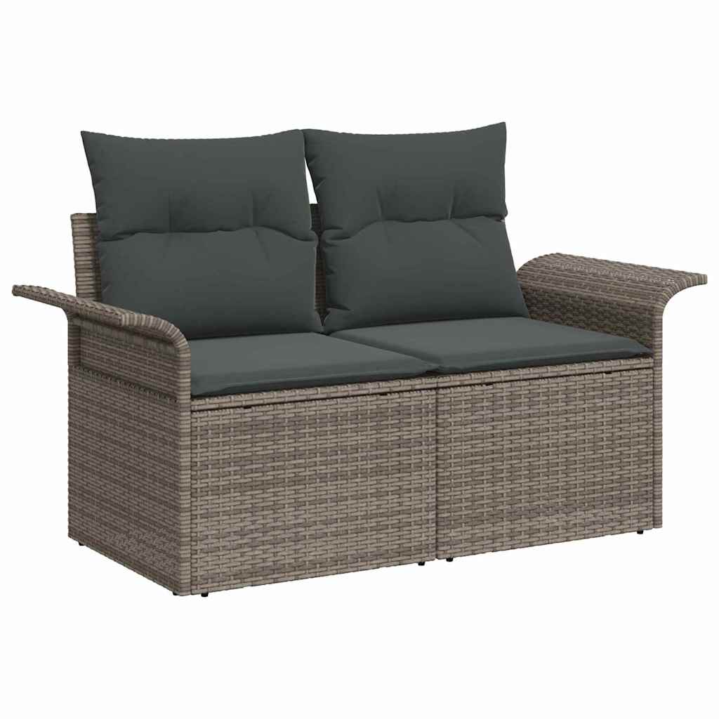 Garten-Sofa-Set Höhenverstellbar 8 pcs Grau Poly-Rattan