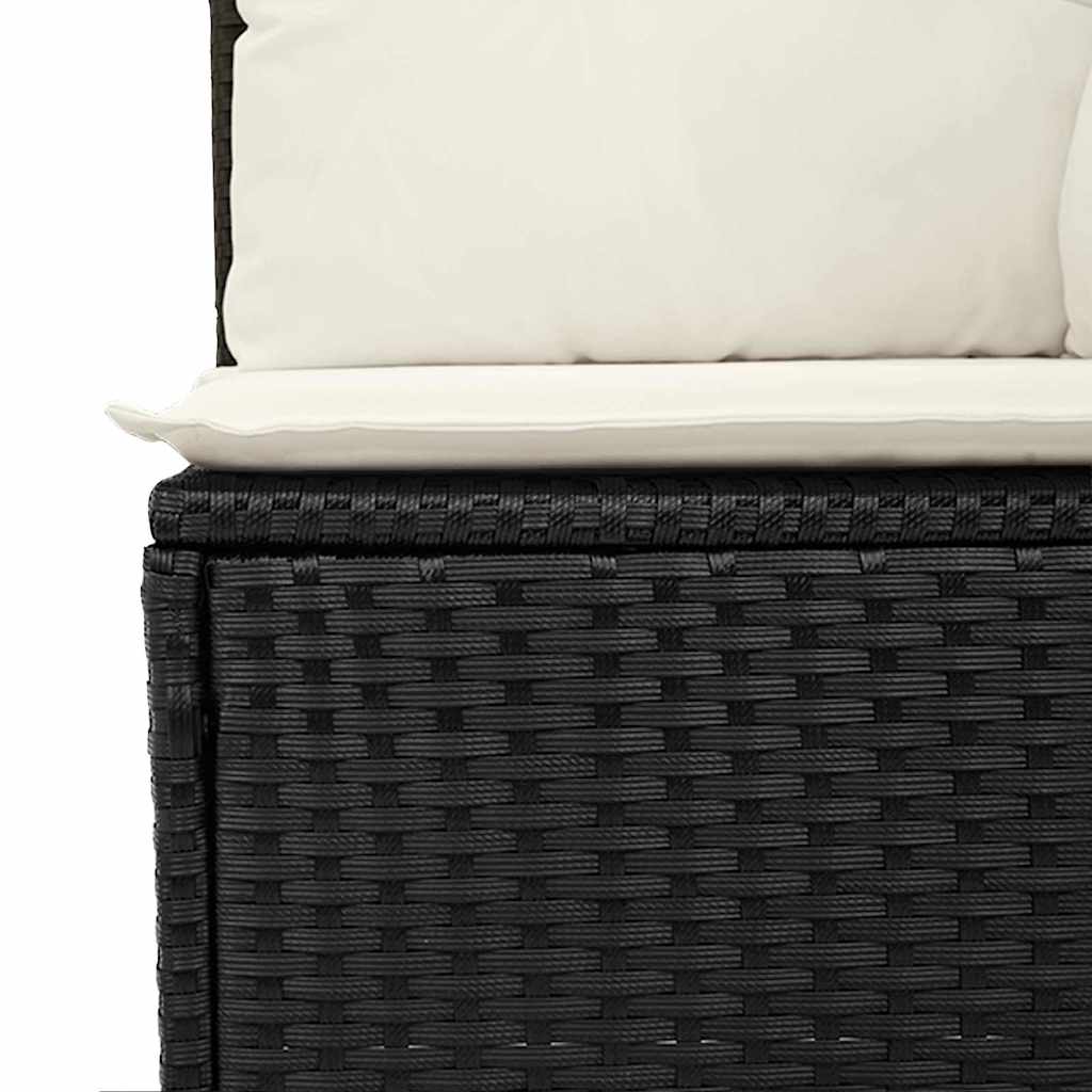 10-teilige Garten Sofa Set mit Kissen Schwarz Poly Rattan Akazie