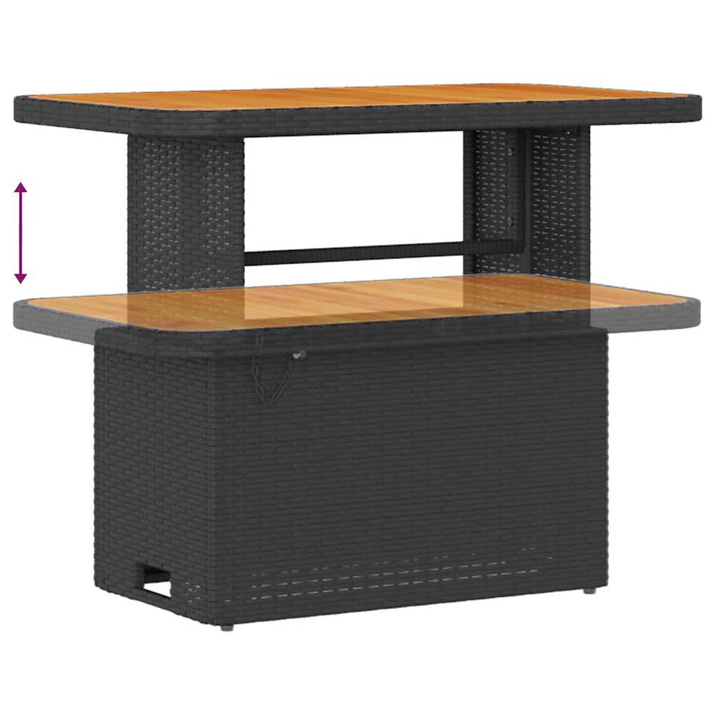 10-teilige Garten Sofa Set mit Kissen Schwarz Poly Rattan Akazie
