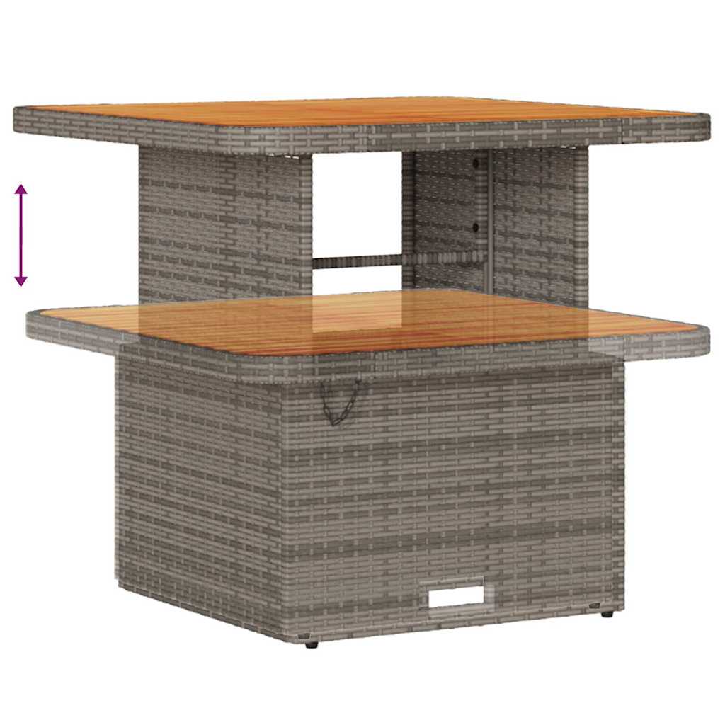 10-teiliges Garten Sofa Set mit Kissen aus grauem Poly-Rattan und Akazie