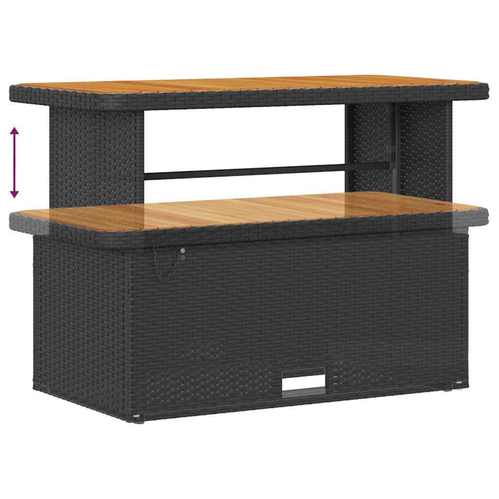 10-teilige Garten Sofa Set mit Kissen Schwarz Poly Rattan Akazie