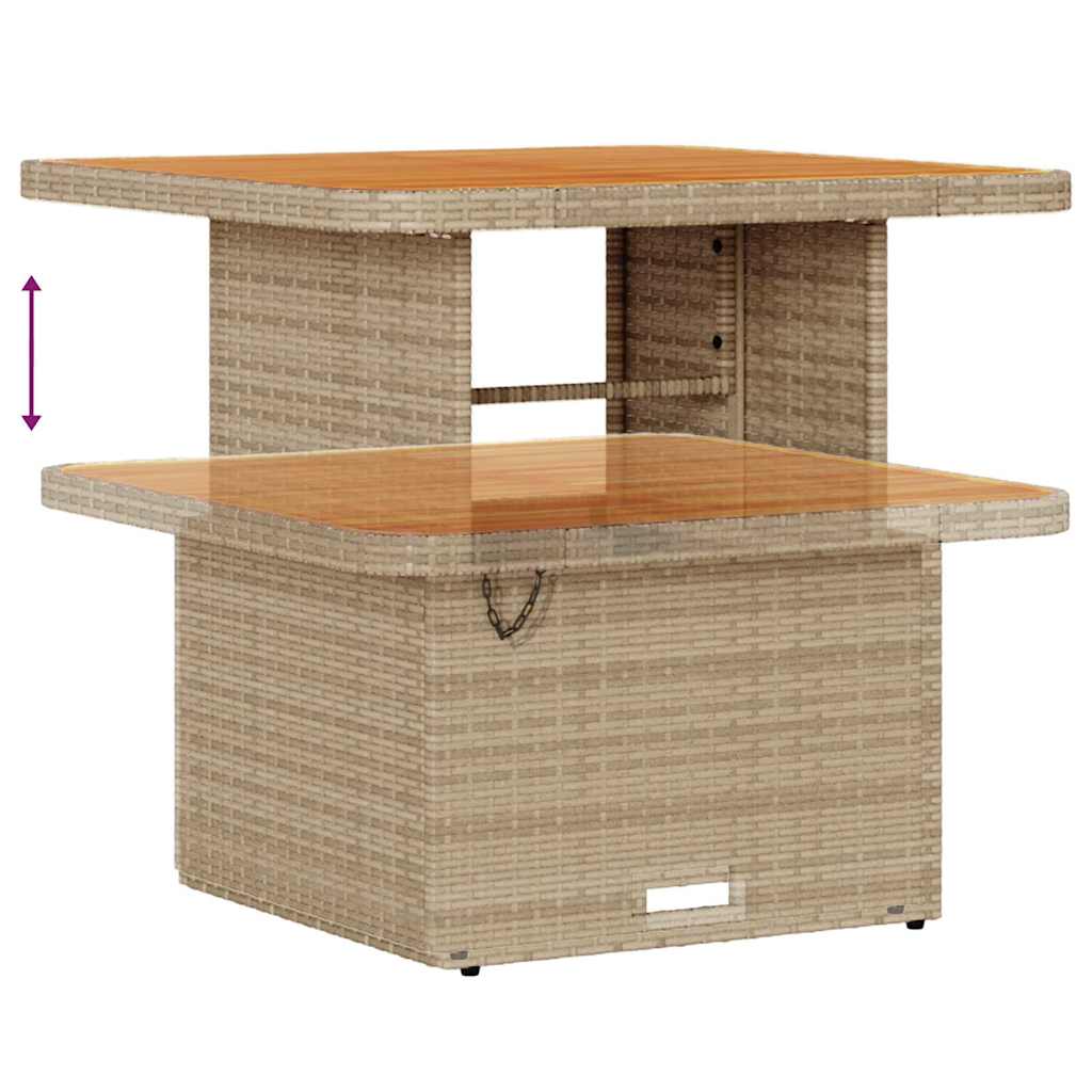 10-teilige Garten Sofagarnitur mit Kissen Beige Poly Rattan Akazie
