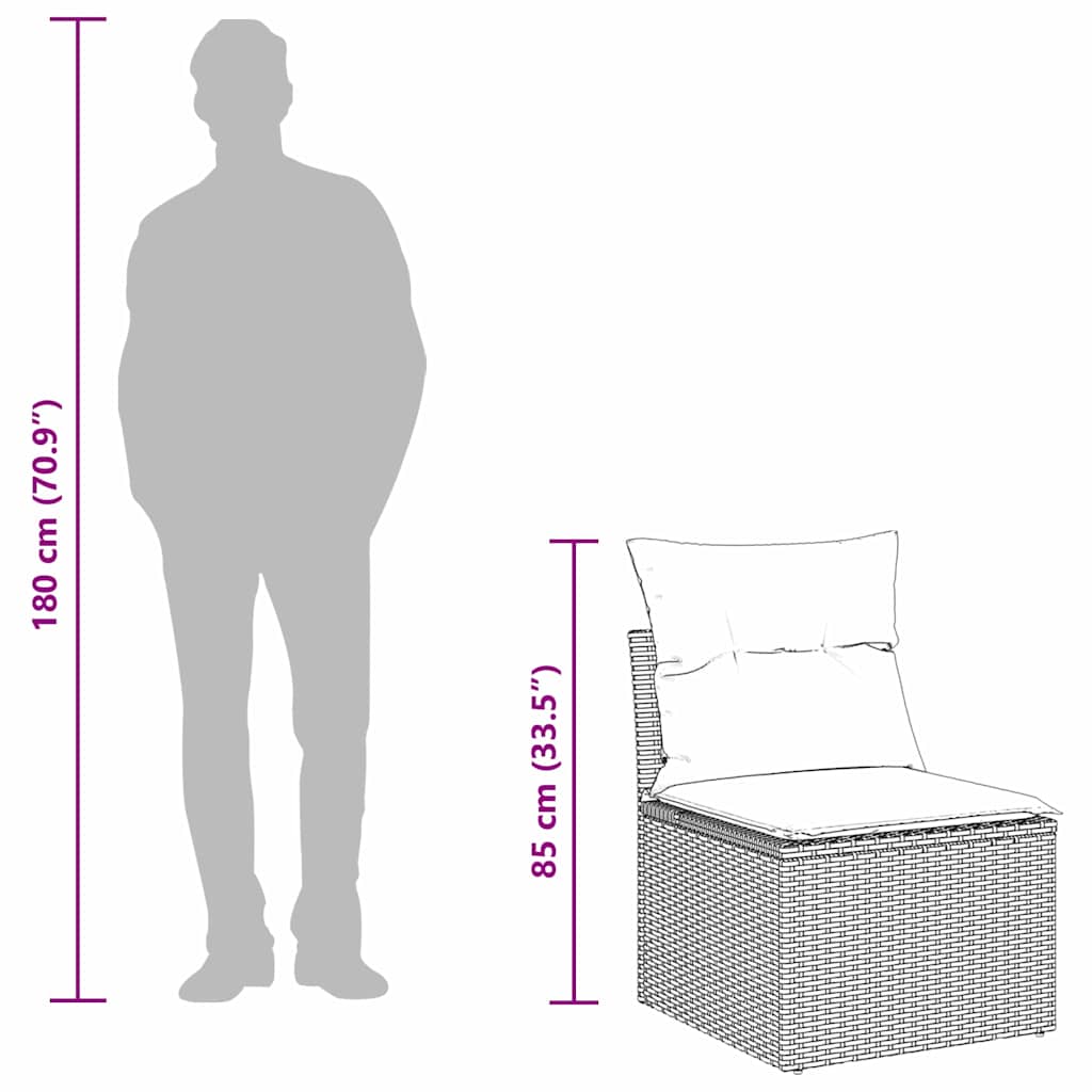 10-teilige Garten Sofa Set mit Kissen Schwarz Poly Rattan