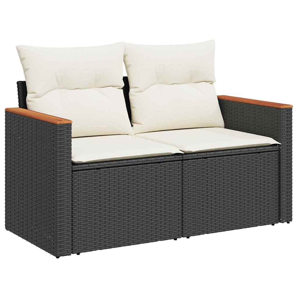 10-teilige Garten Sofa Set mit Kissen Schwarz Poly Rattan