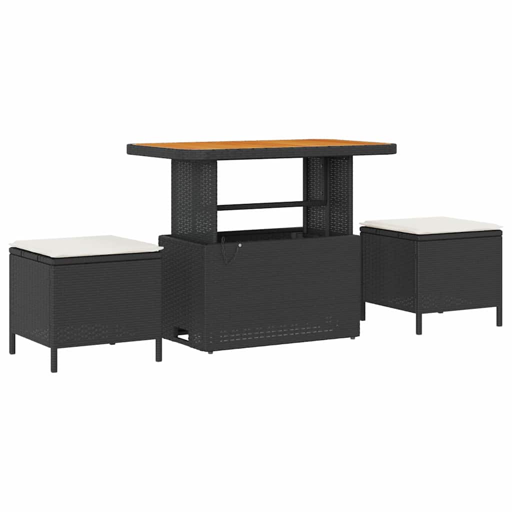 10-teilige Garten Sofa Set mit Kissen Schwarz Poly Rattan