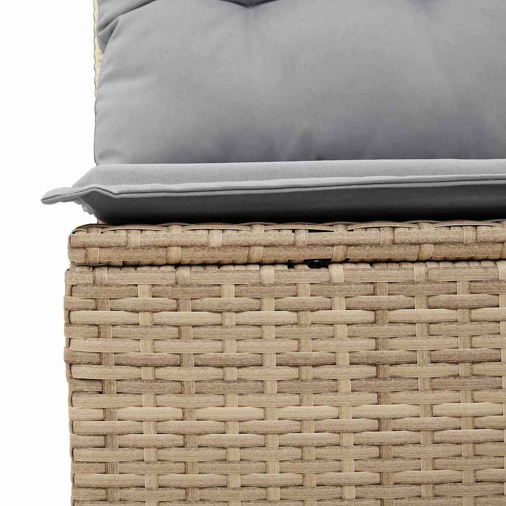 10-teilige Garten Sofaset mit Kissen Beige Poly Rattan Akazie