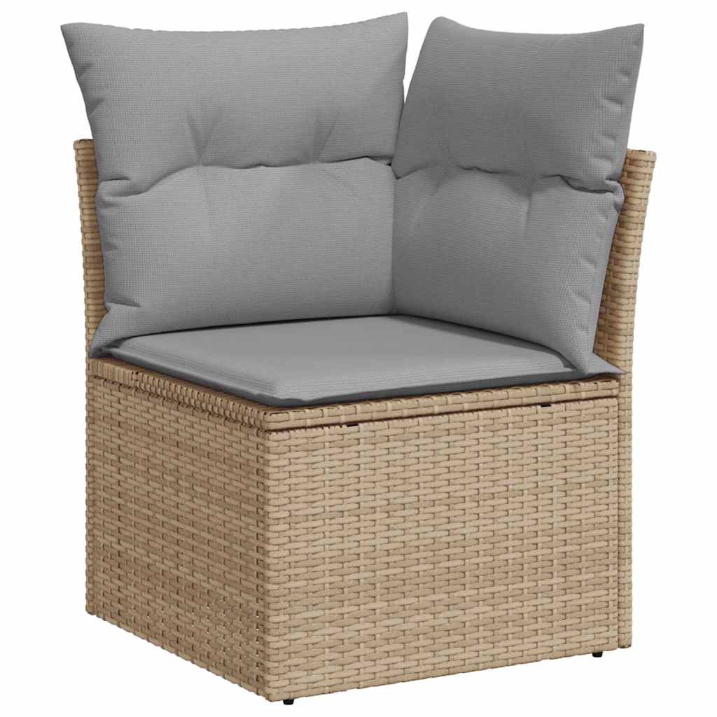 10-teilige Garten Sofagarnitur mit Kissen in Beige aus Poly Rattan Akazie