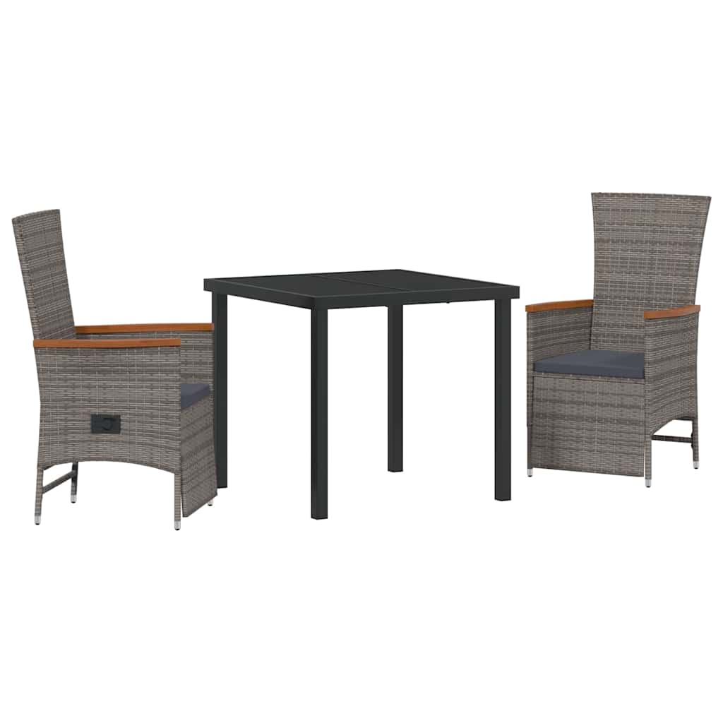 Verstellbare Gartenstühle 3 pcs Grau Dunkelgrau 80 x 80 x 73 cm