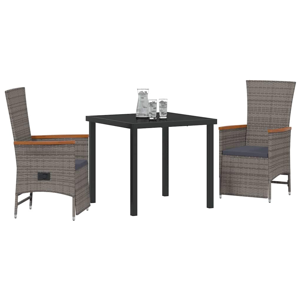Verstellbare Gartenstühle 3 pcs Grau Dunkelgrau 80 x 80 x 73 cm