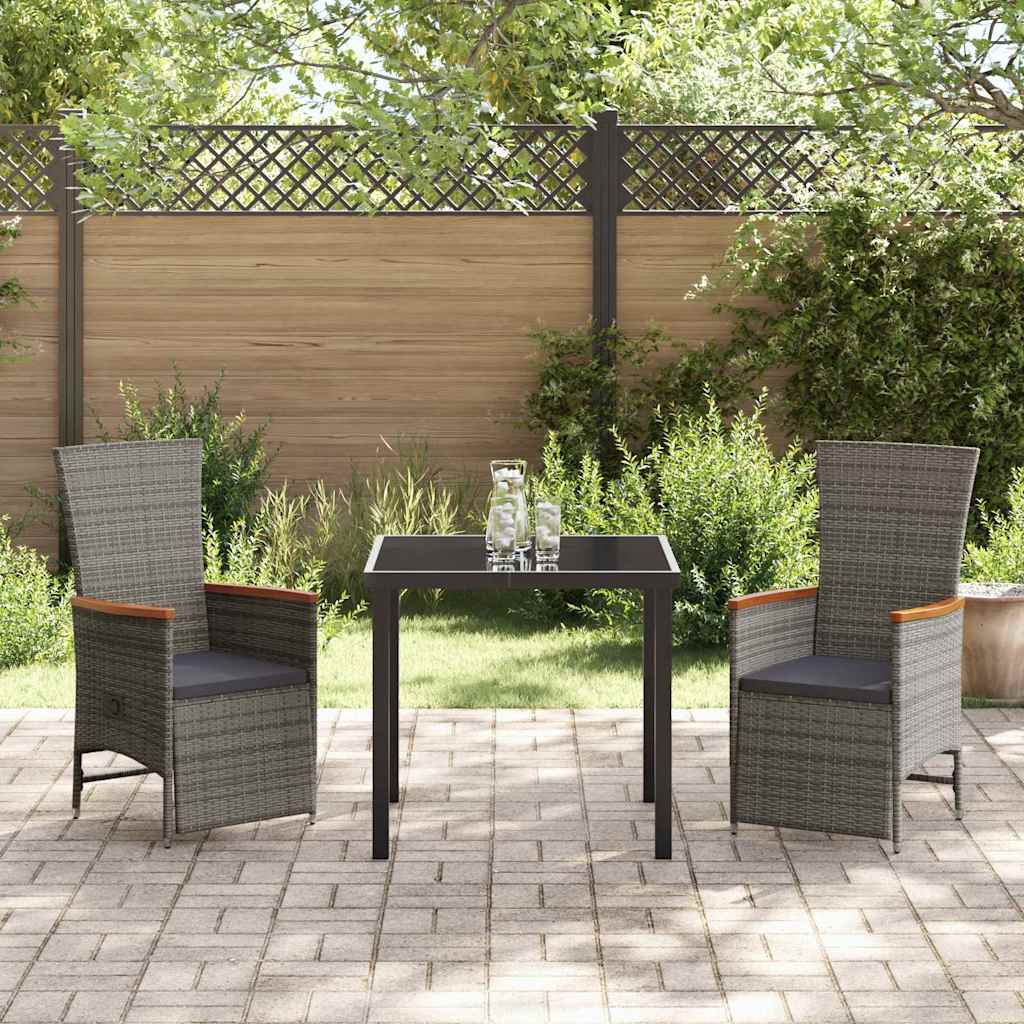 Verstellbare Gartenstühle 3 pcs Grau Dunkelgrau 80 x 80 x 73 cm