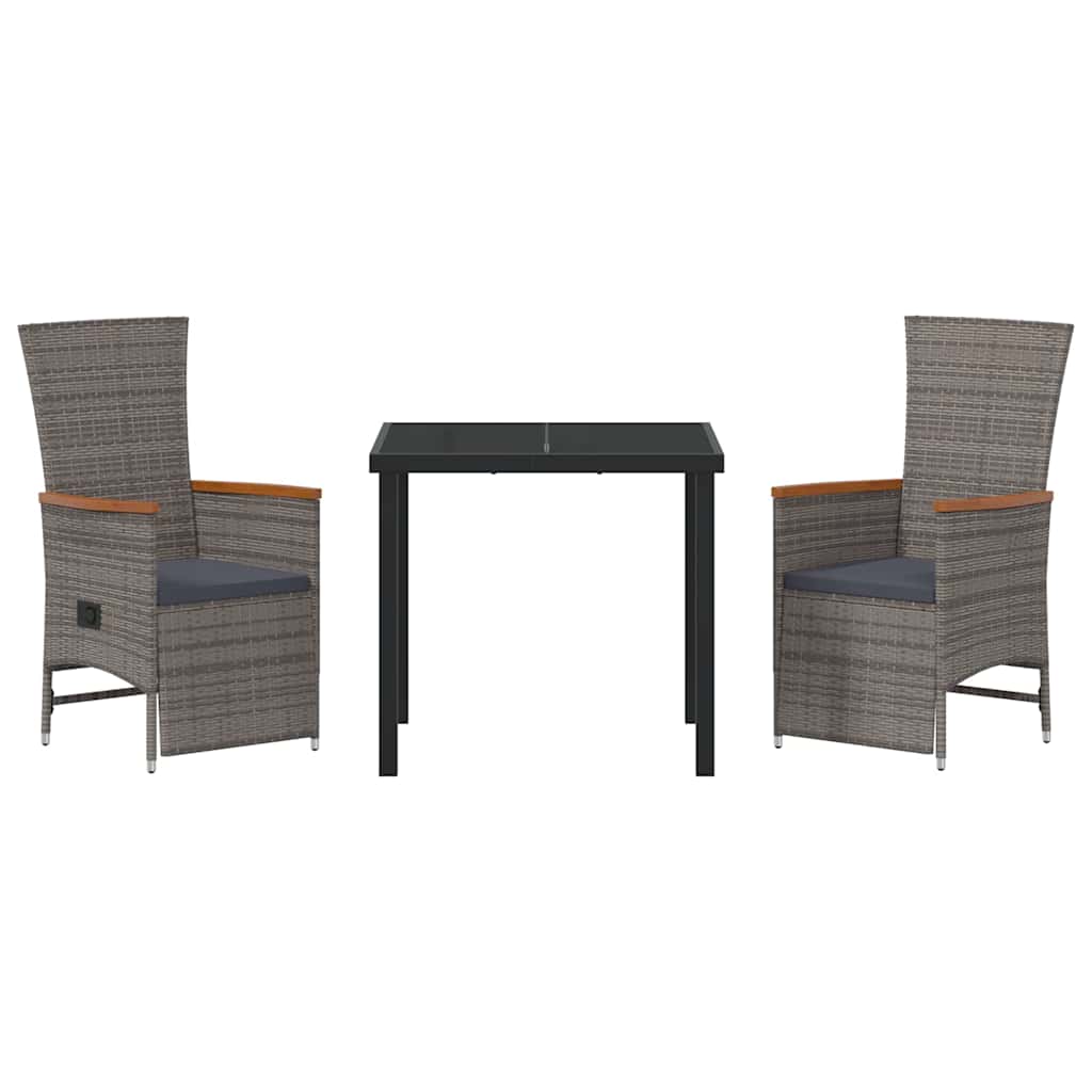 Verstellbare Gartenstühle 3 pcs Grau Dunkelgrau 80 x 80 x 73 cm