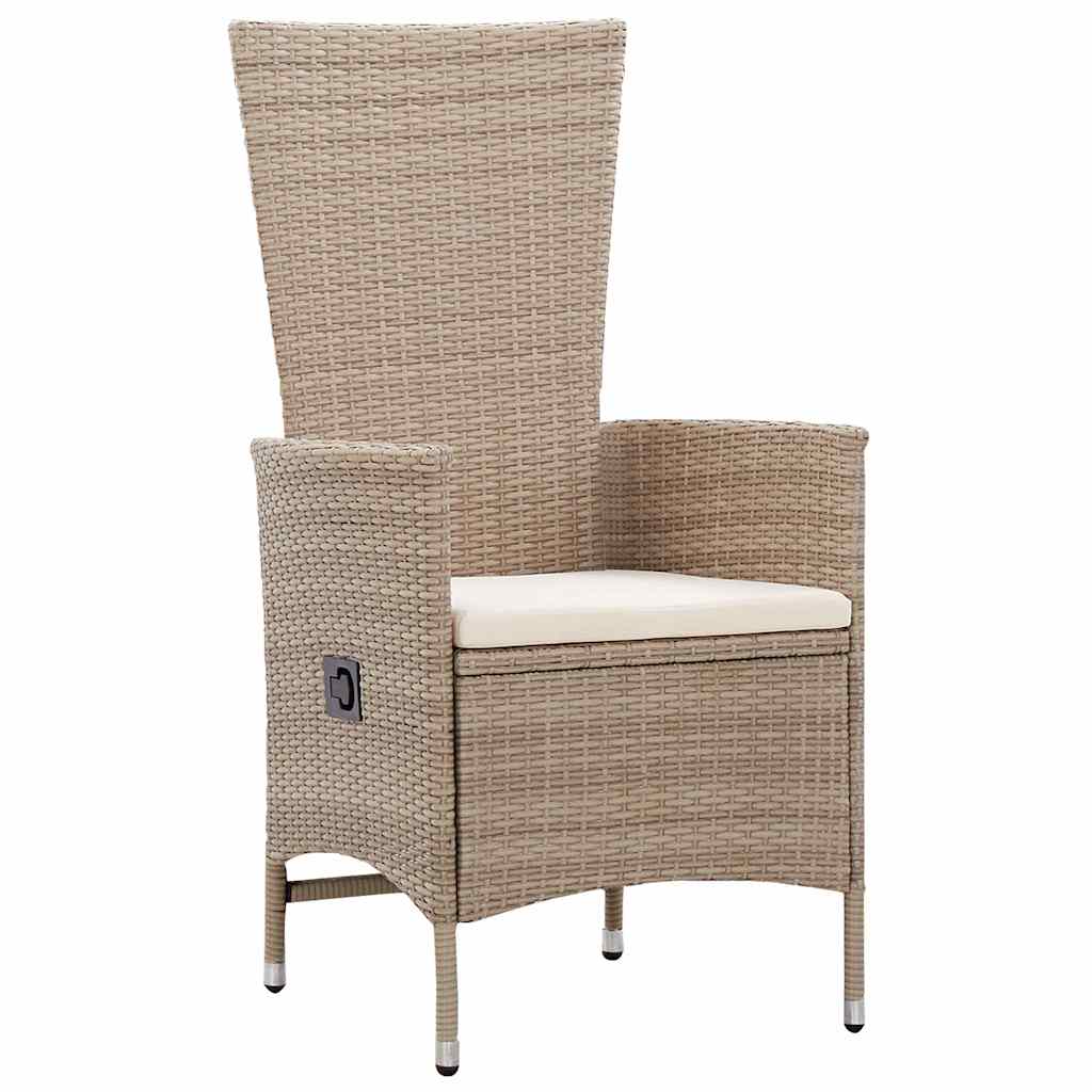 Set Verstellbare Gartenstühle 3 pcs Beige Cremefarben