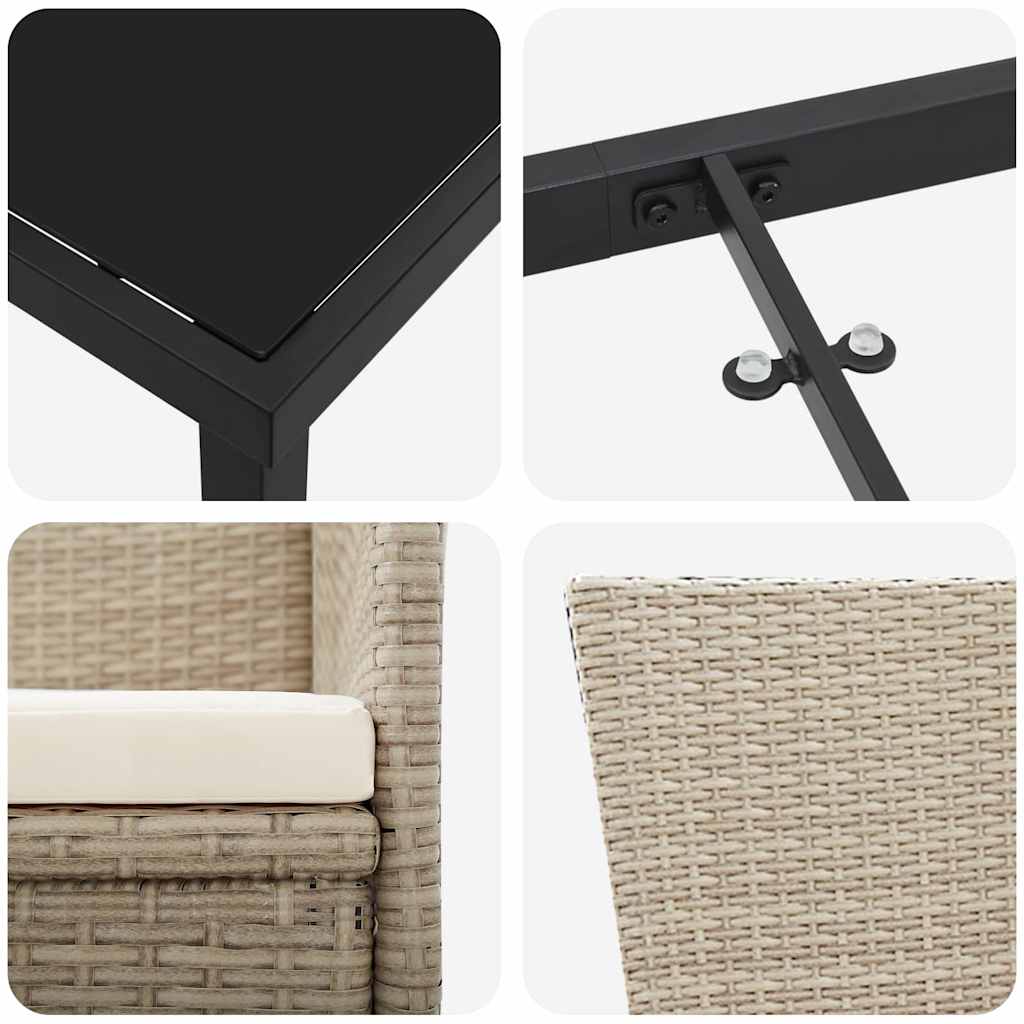 Set Verstellbare Gartenstühle 3 pcs Beige Cremefarben