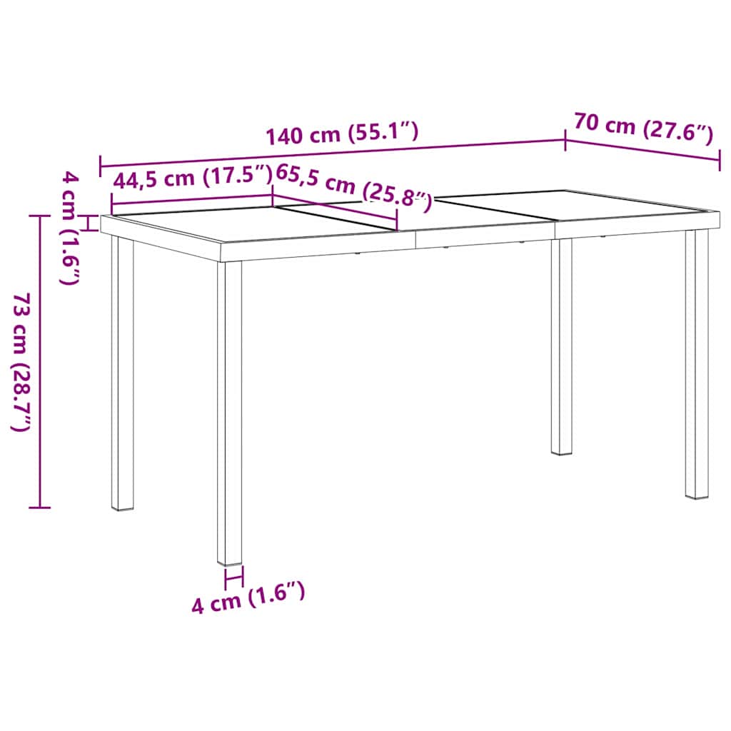 Set verstellbare Gartenstühle 5 pcs Beige 140 x 70 x 73 cm