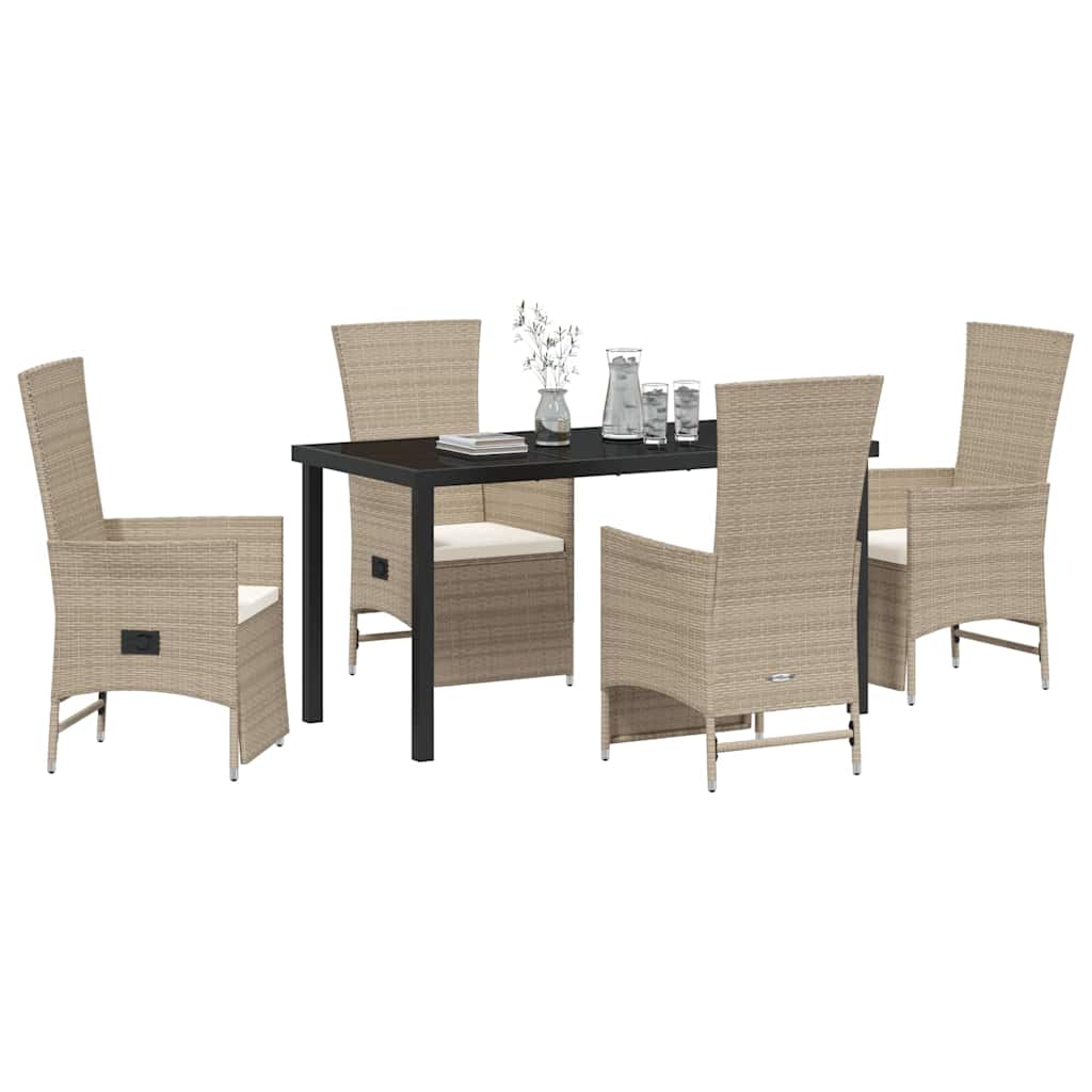 Set verstellbare Gartenstühle 5 pcs Beige 140 x 70 x 73 cm