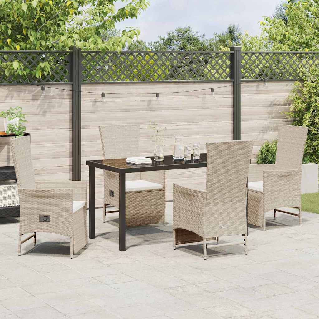 Set verstellbare Gartenstühle 5 pcs Beige 140 x 70 x 73 cm