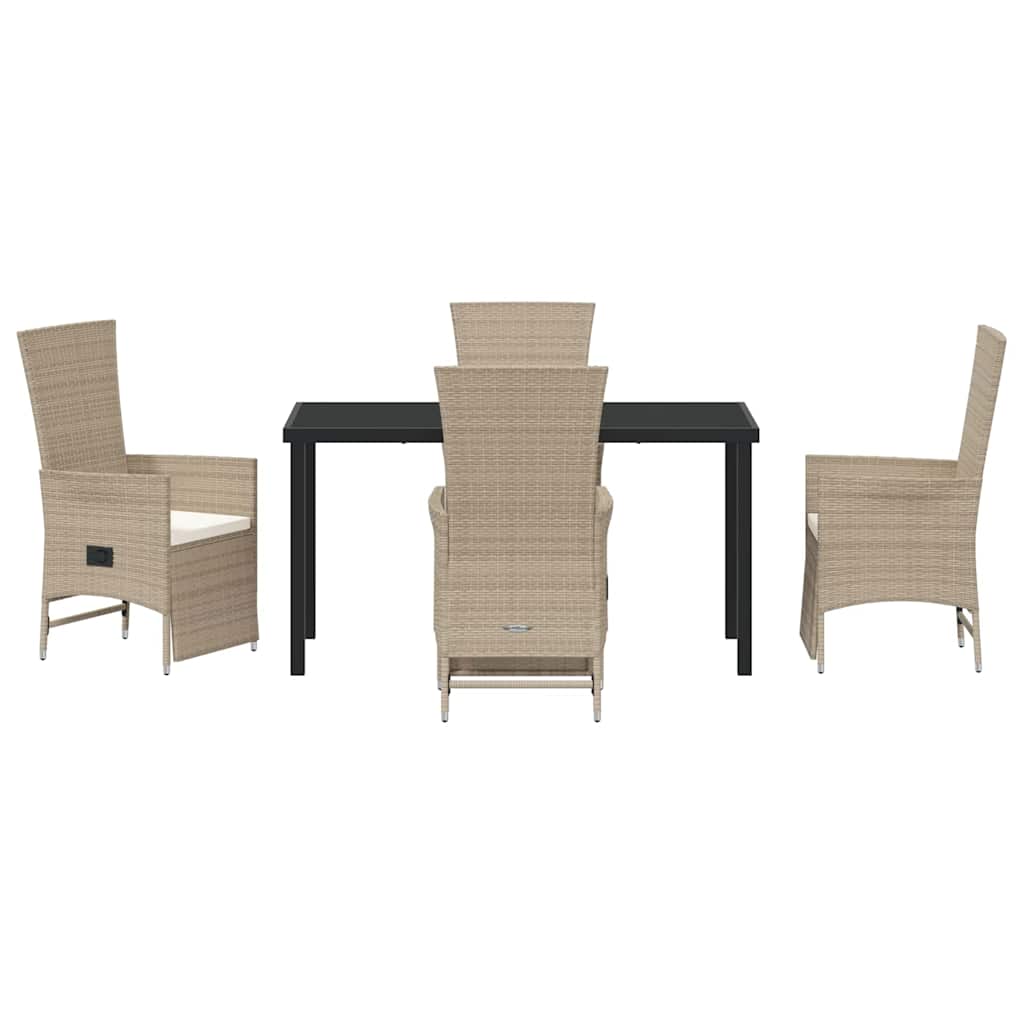 Set verstellbare Gartenstühle 5 pcs Beige 140 x 70 x 73 cm