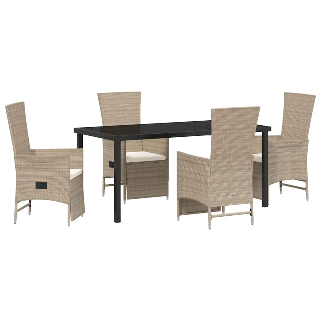 Set von Liegestühlen für den Garten mit Kissen 5 pcs Beige