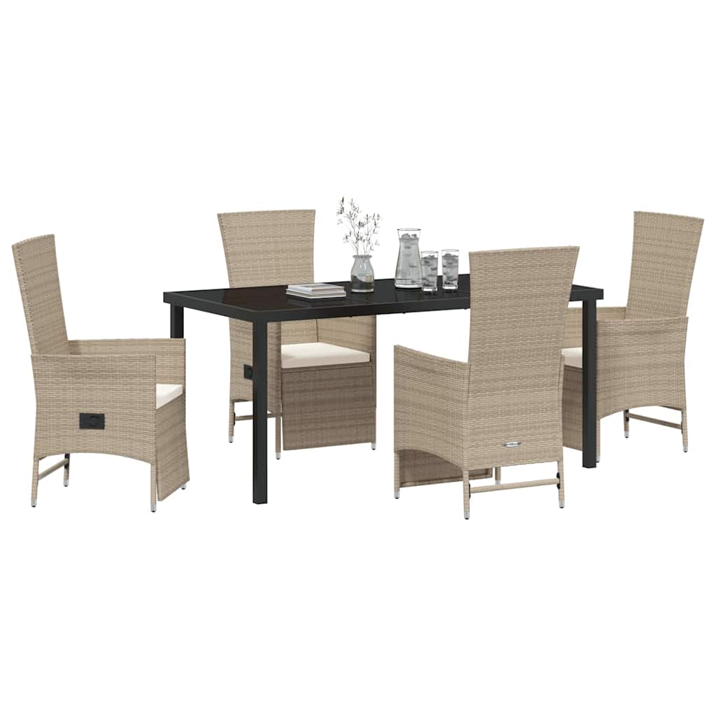 Set von Liegestühlen für den Garten mit Kissen 5 pcs Beige