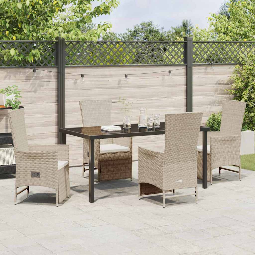 Set von Liegestühlen für den Garten mit Kissen 5 pcs Beige
