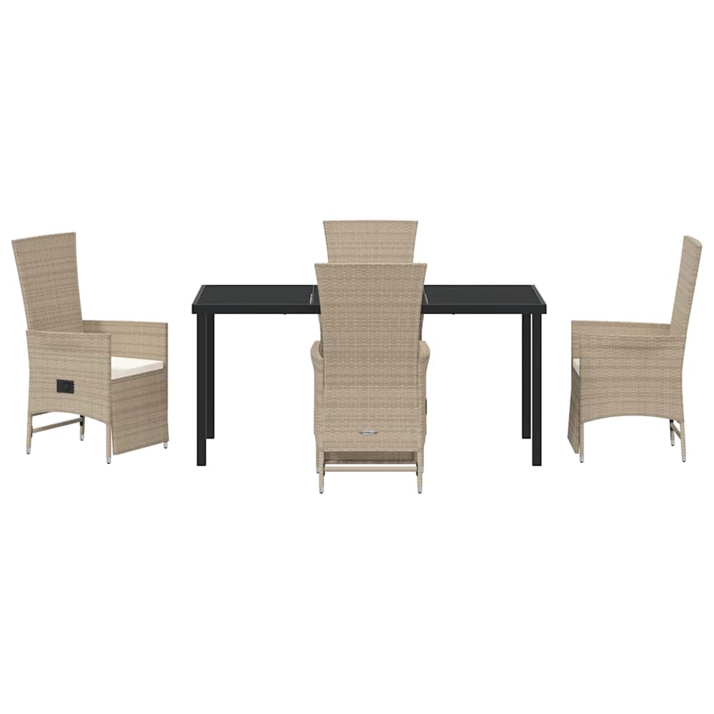 Set von Liegestühlen für den Garten mit Kissen 5 pcs Beige