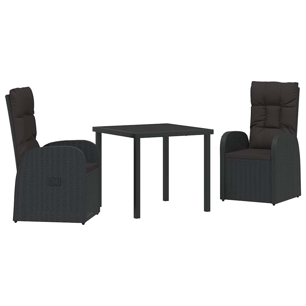 Verstellbare Gartenstühle 3 pcs Schwarz 80 x 80 x 73 cm