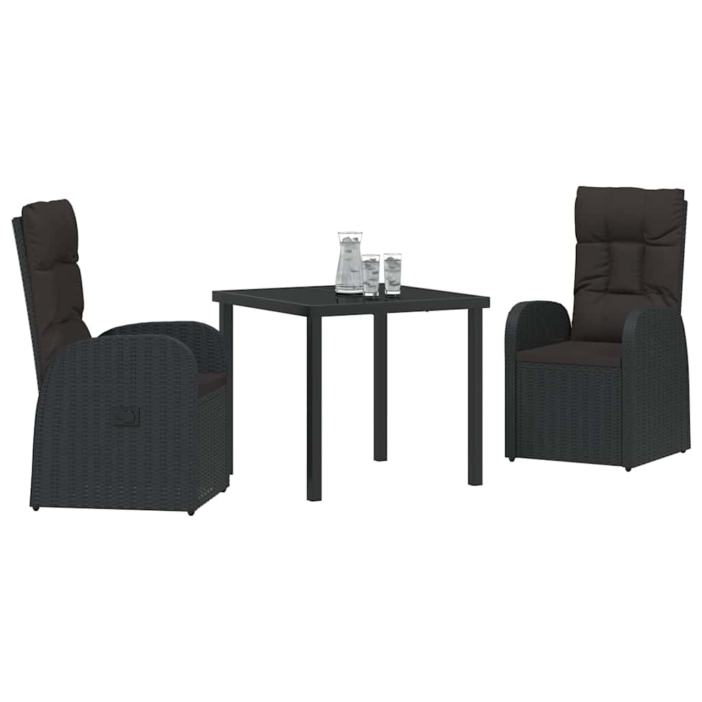 Verstellbare Gartenstühle 3 pcs Schwarz 80 x 80 x 73 cm