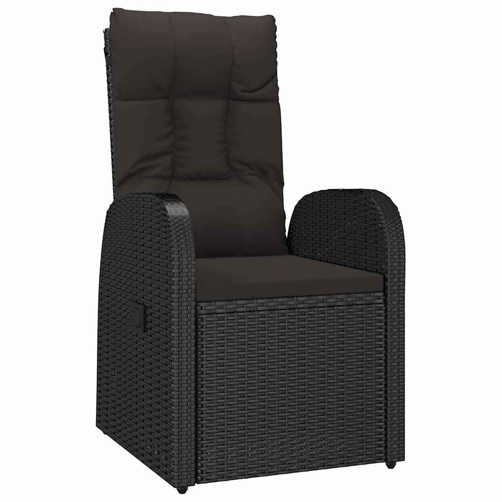Verstellbare Gartenstühle 3 pcs Schwarz 80 x 80 x 73 cm