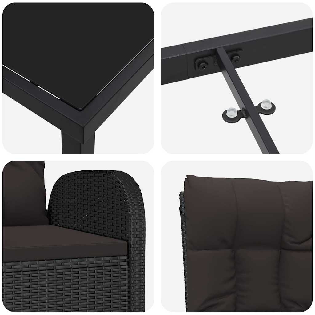 Verstellbare Gartenstühle 3 pcs Schwarz 80 x 80 x 73 cm