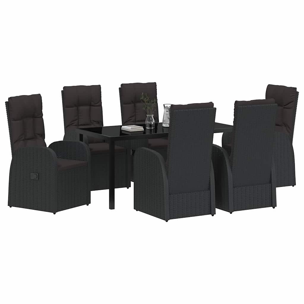 Verstellbare Gartenstühle 7 pcs Schwarz 160 x 80 x 73 cm