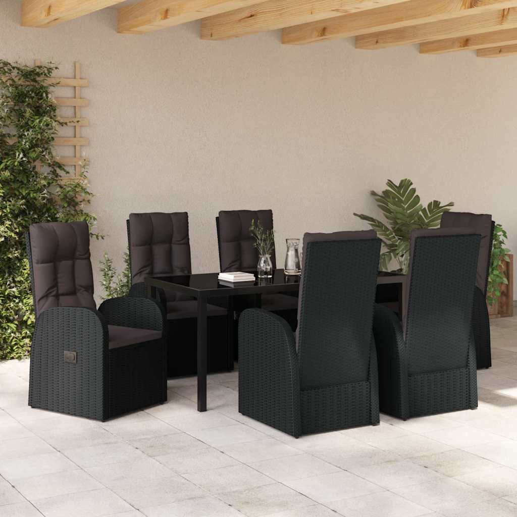 Verstellbare Gartenstühle 7 pcs Schwarz 160 x 80 x 73 cm