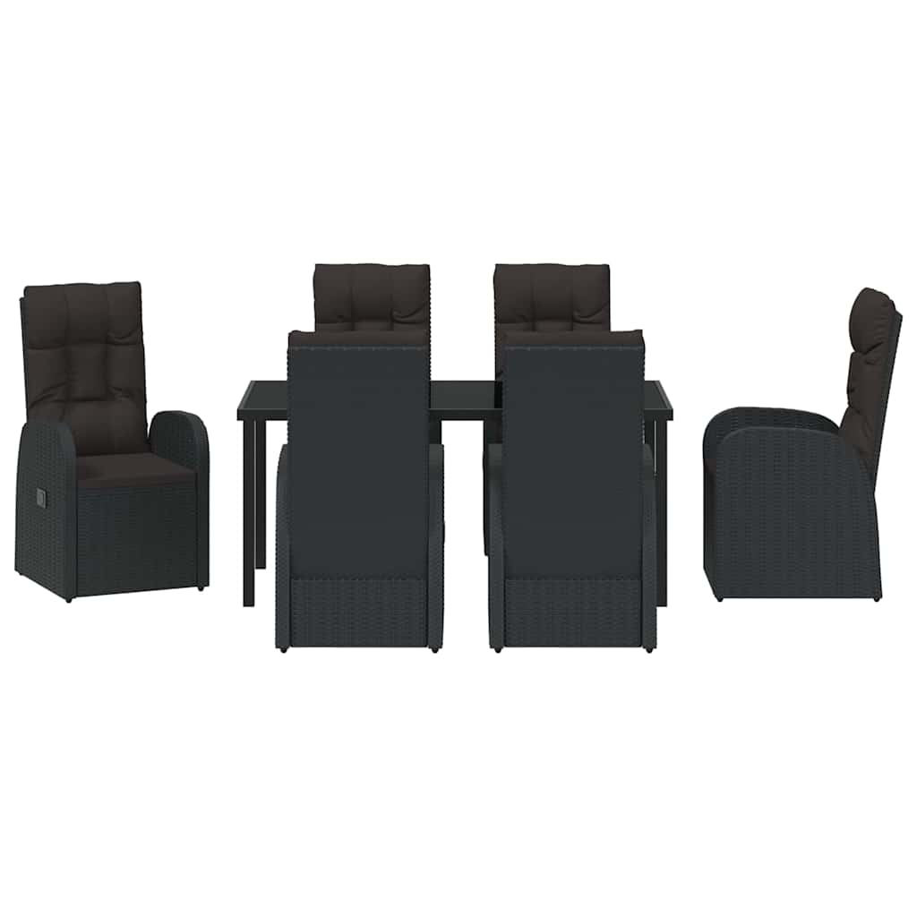 Verstellbare Gartenstühle 7 pcs Schwarz 160 x 80 x 73 cm