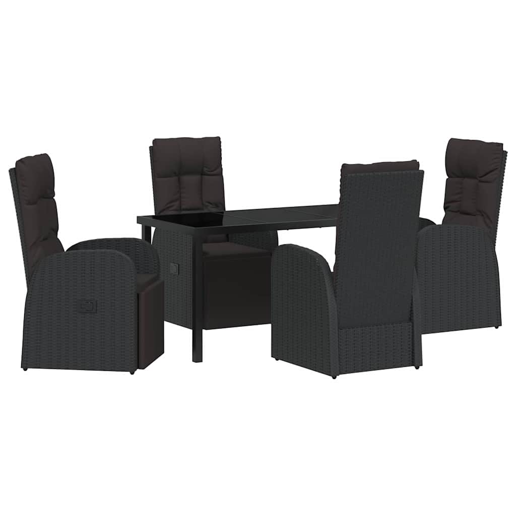 verstellbare Gartenstühle 5 pcs Schwarz 140 x 70 x 73 cm