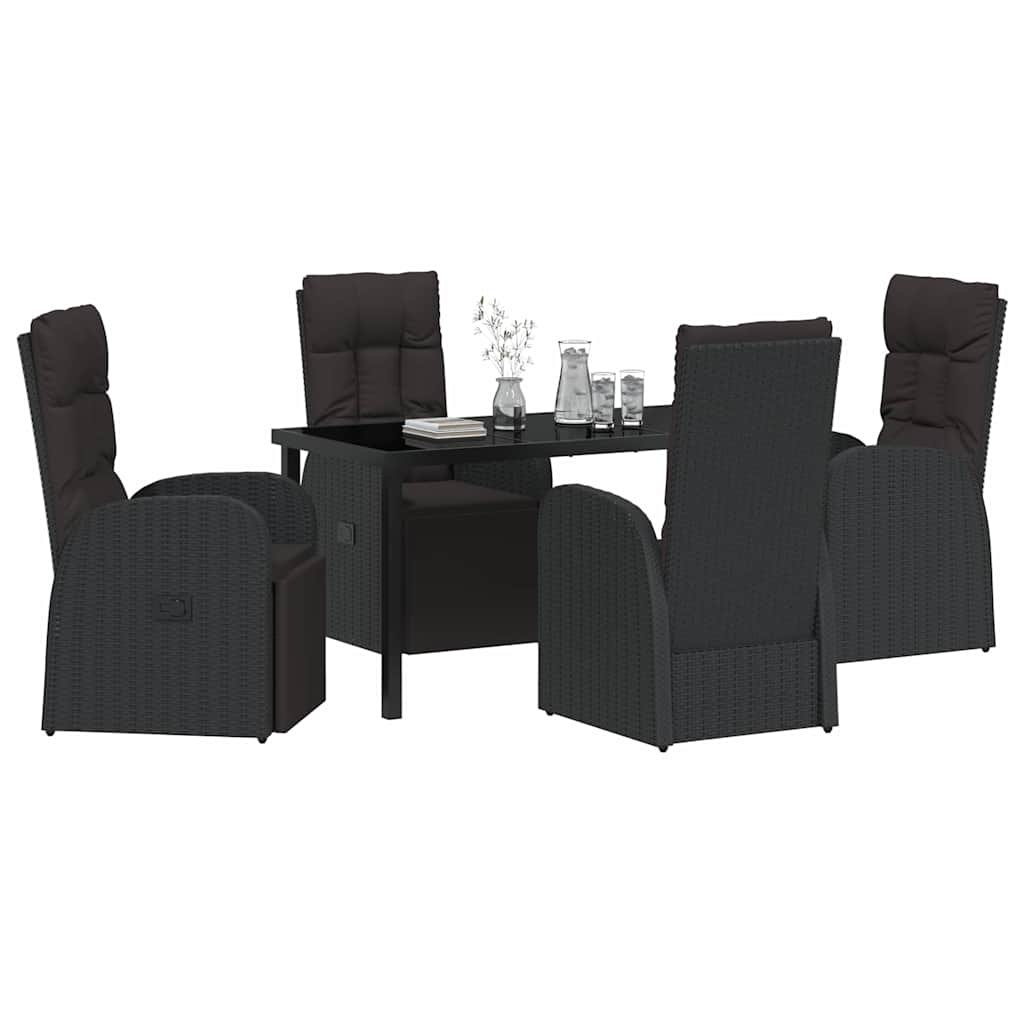 verstellbare Gartenstühle 5 pcs Schwarz 140 x 70 x 73 cm