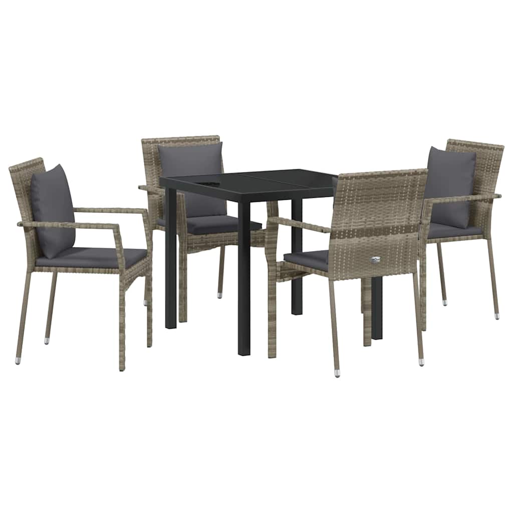 Set aus 4 Gartenstühlen mit Kissen mit Kissen 5 pcs Grau 80 x 80 x 73 cm