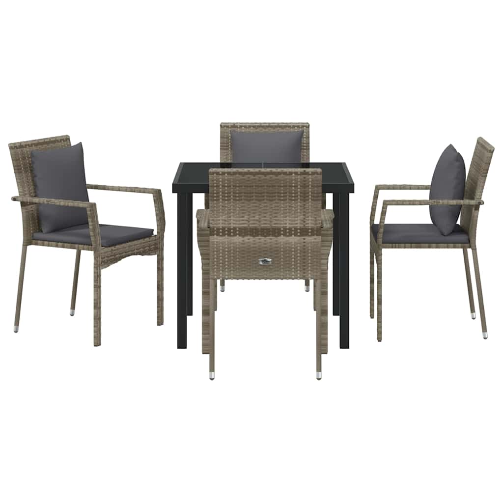 Set aus 4 Gartenstühlen mit Kissen mit Kissen 5 pcs Grau 80 x 80 x 73 cm