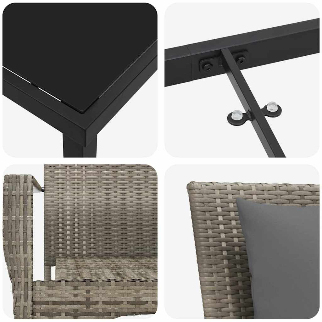 Set aus 4 Gartenstühlen mit Kissen mit Kissen 5 pcs Grau 80 x 80 x 73 cm