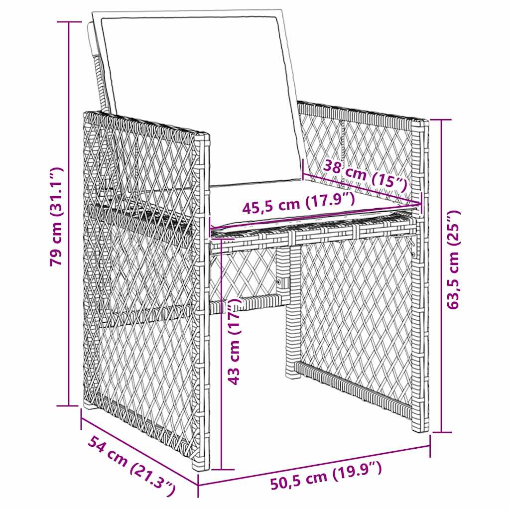5-teiliges Gartentisch-Set mit Kissen in Hellgrau aus Poly Rattan.