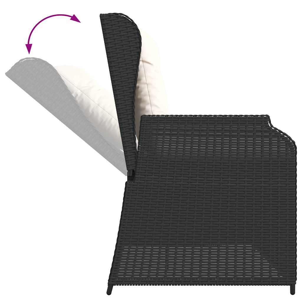 Gartenbank mit Kissen Schwarz Poly Rattan
