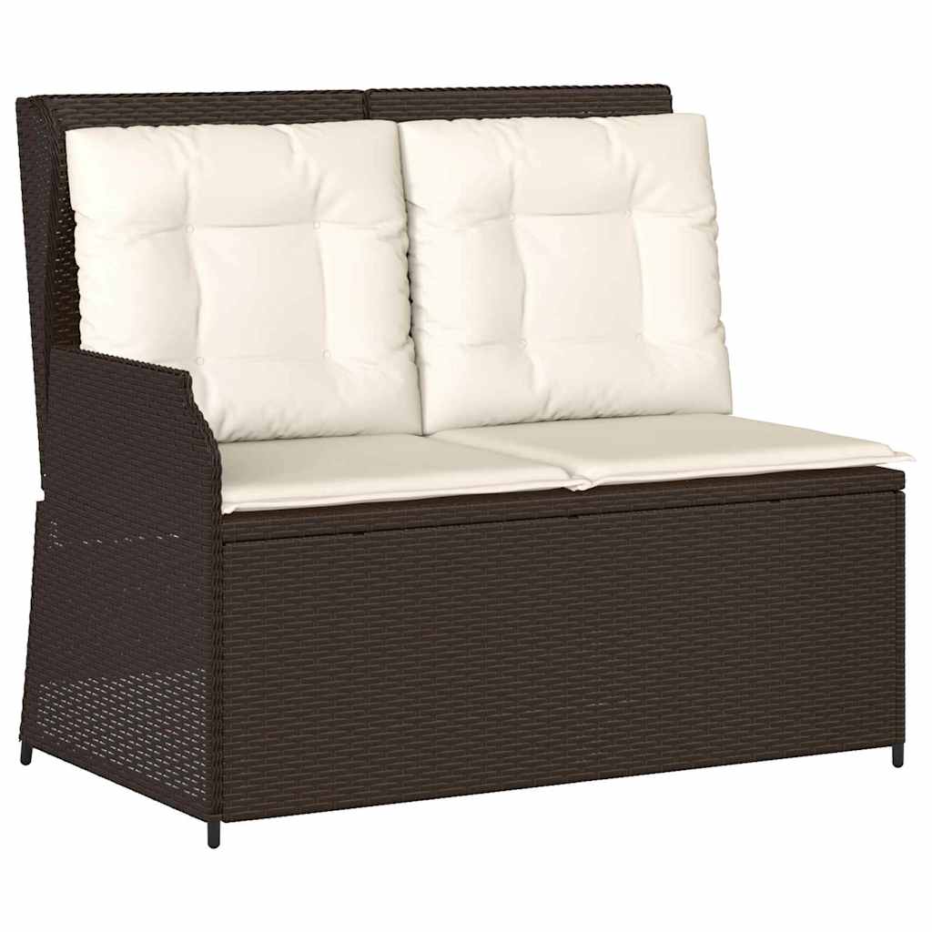 Gartenbank mit Kissen Braun Poly Rattan