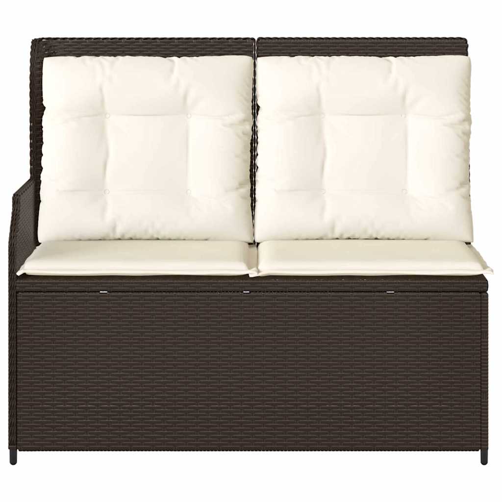 Gartenbank mit Kissen Braun Poly Rattan