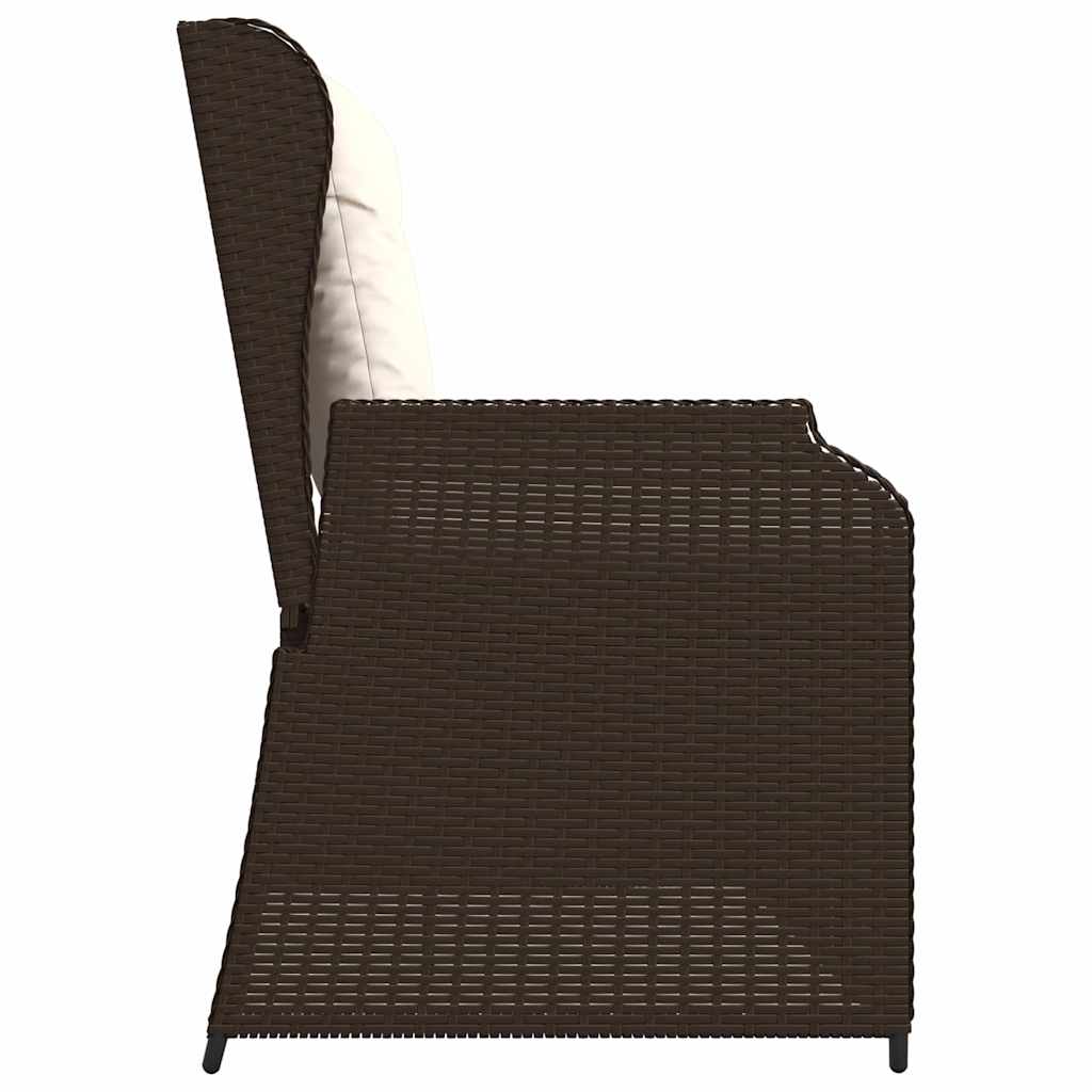 Gartenbank mit Kissen Braun Poly Rattan