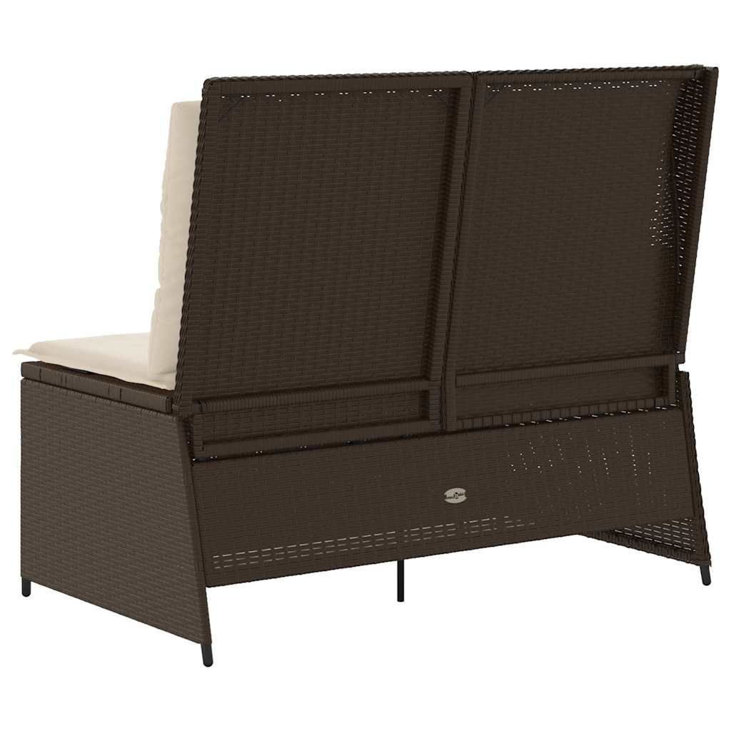 Gartenbank mit Kissen Braun Poly Rattan